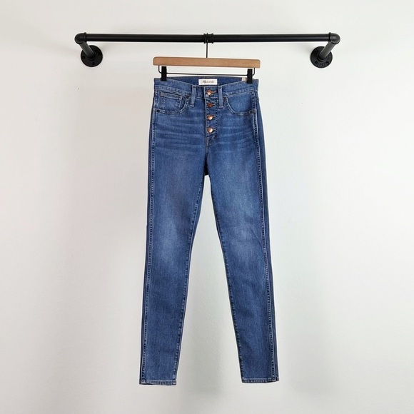 NWT Madewell 10” High Rise Skinny Jeans In Dewitt Wash: Button Front Tencel - Picture 5 of 10